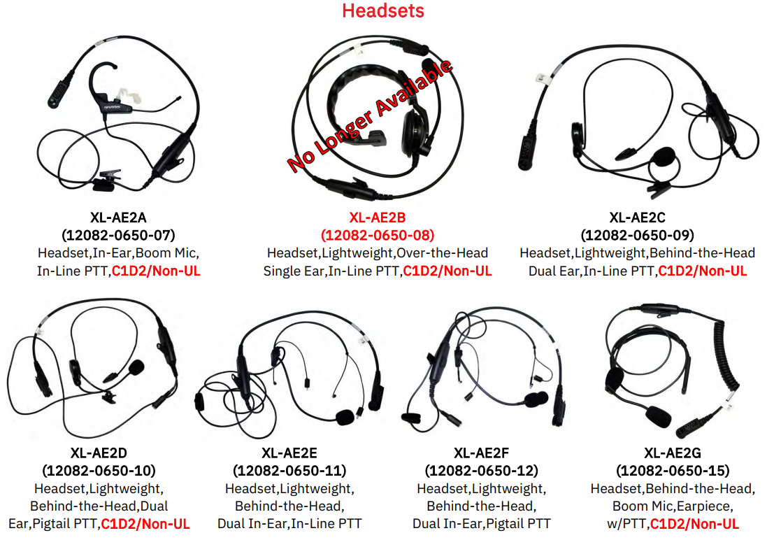Lightweight BTH Dual In-Ear Headset, XL-AE2E for L3Harris XL-200P, XL-185P Portable