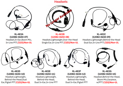 Lightweight BTH Dual In-Ear Headset, XL-AE2E for L3Harris XL-200P, XL-185P Portable