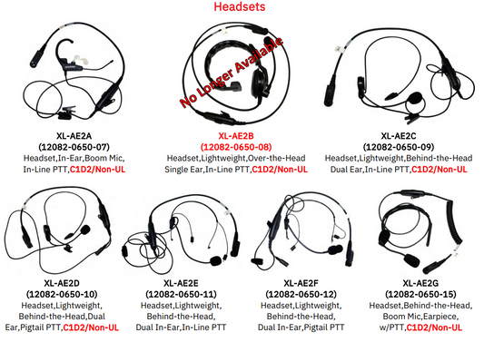 Lightweight BTH Dual In-Ear Headset, XL-AE2E for L3Harris XL-200P, XL-185P Portable