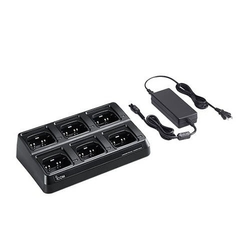 Six Bay Desktop Charger, BC214 for iCom A16, IC-F1100, IC-F2000, IC-F2100, IC-V10 Series Radios